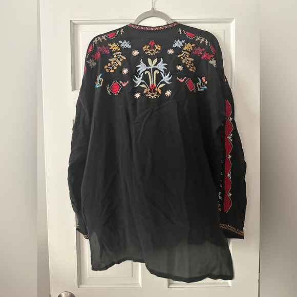 Biya Johnny Was 100% Silk Embroidered Button Down Long Sleeve Kingsley Blouse - Picture 2 of 8